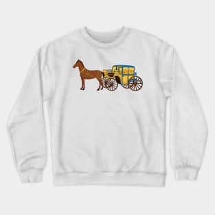 Cute horse and royal carriage illustration Crewneck Sweatshirt